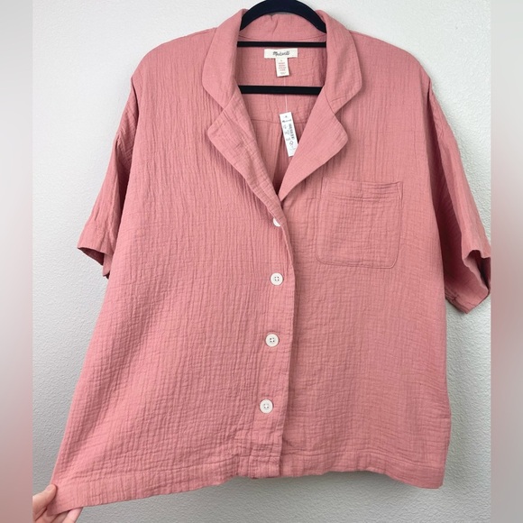 NWT Madewell Women's Large Lightespun Oversized Short Sleeve Pajama Top Rose PJ - Picture 8 of 14